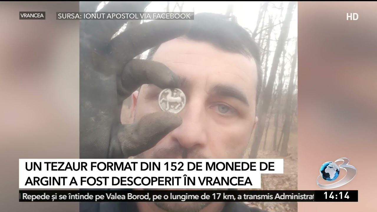 Tezaur valoros descoperit în Vrancea, posibil de peste 2000 de ani. Un bărbat a găsit 152 monede