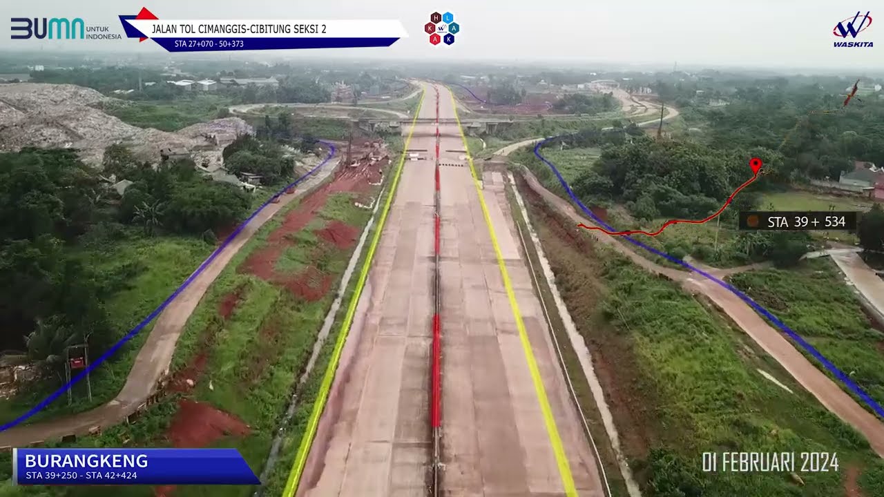 PROGRES KONSTRUKSI JALAN TOL CIMANGGIS CIBITUNG 1 FEBRUARI 2024