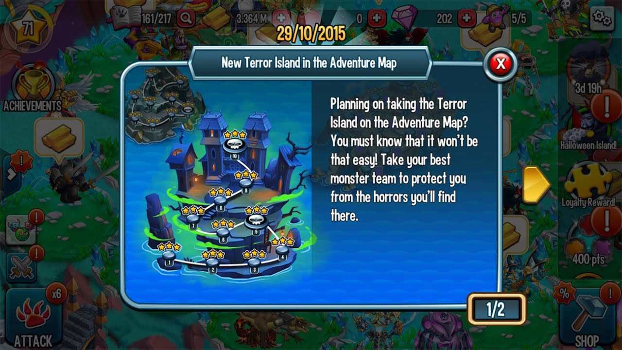 Terror Island Adventure Map 200 - 210 Count Vlad Boss on Monster Legends