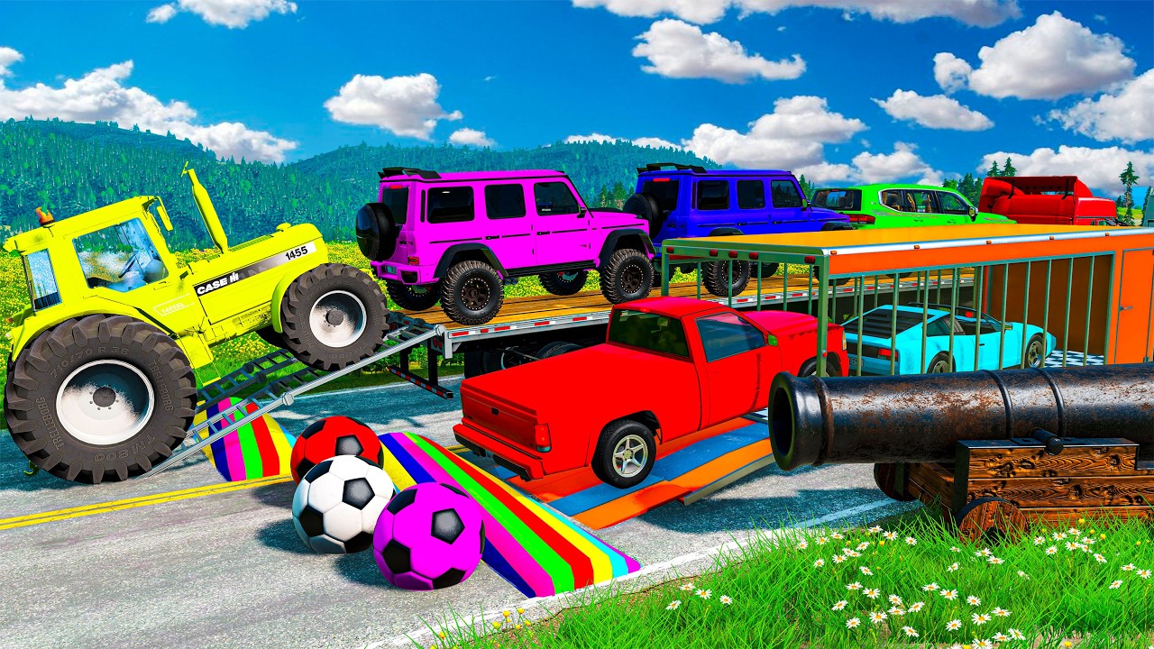 Flatbed Truck BeamNG Happy Crash | Transportation with Truck - Pothole vs Car - BeamNG.Drive #62