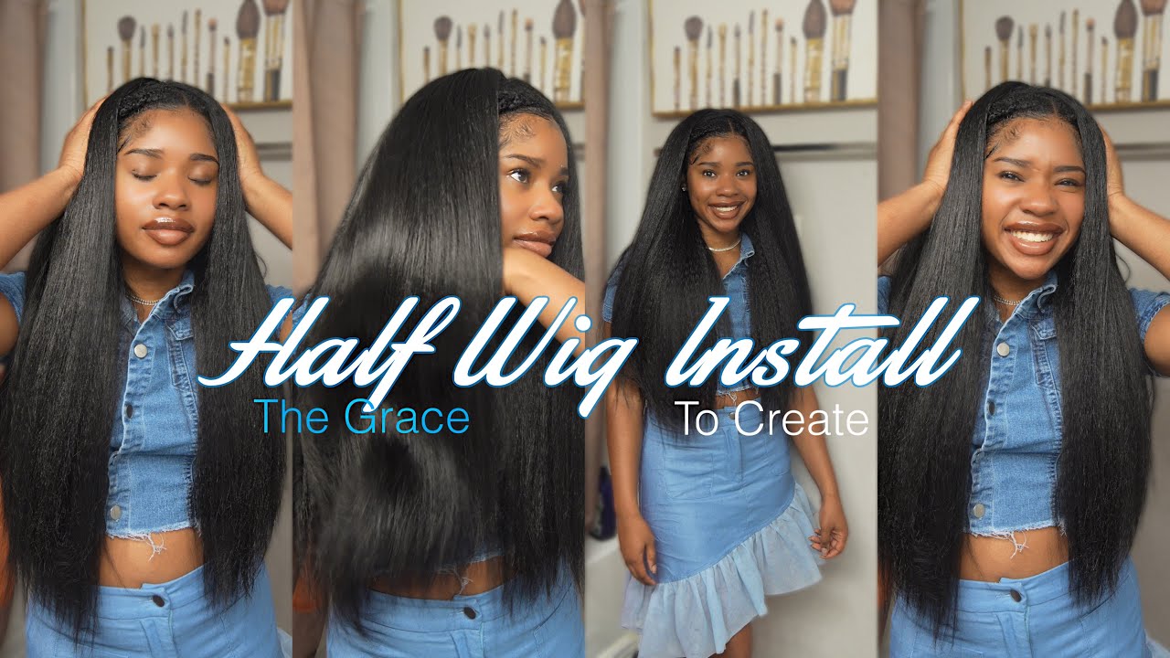 Kinky straight half wig install | The grace to create ♡ 