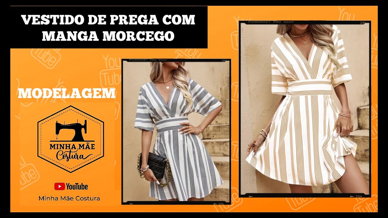 VESTIDO DE PREGA COM MANGA MORCEGO - PASSO A PASSO DA MODELAGEM