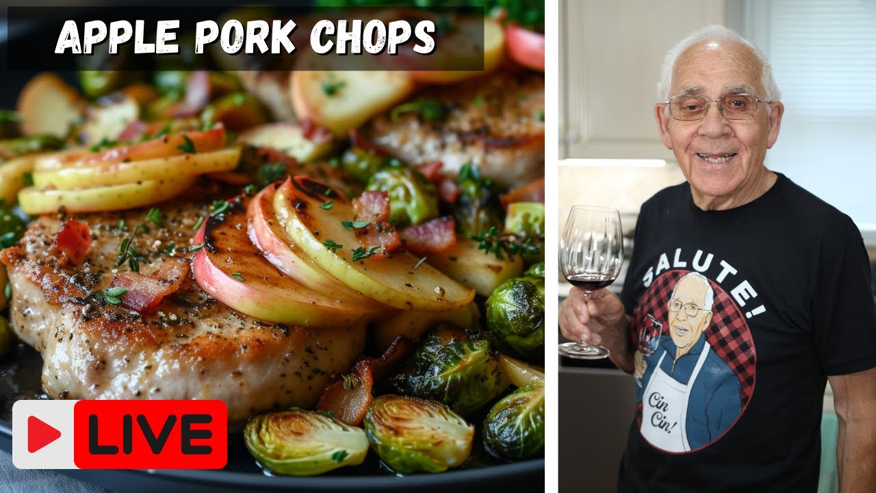 Pork Chops with Apples and Brussels Sprouts by Pasquale Sciarappa
