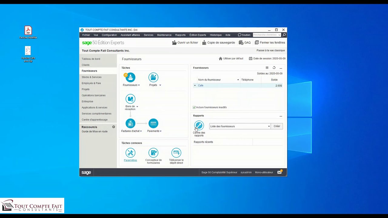 Sage 50 - Comment enregistrer des taxes (TPS-TVQ) à 50%