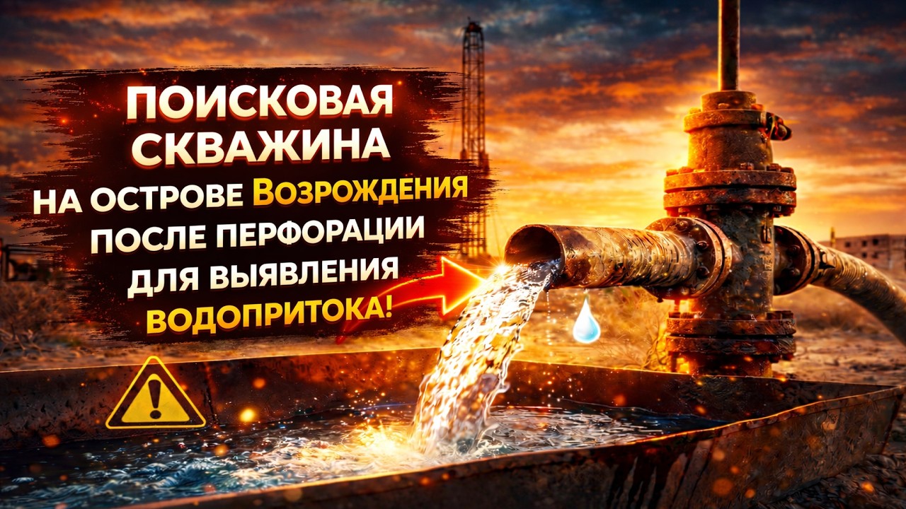 Поисковая скважина на острове Возрождения после перфорации для выявления водопритока!