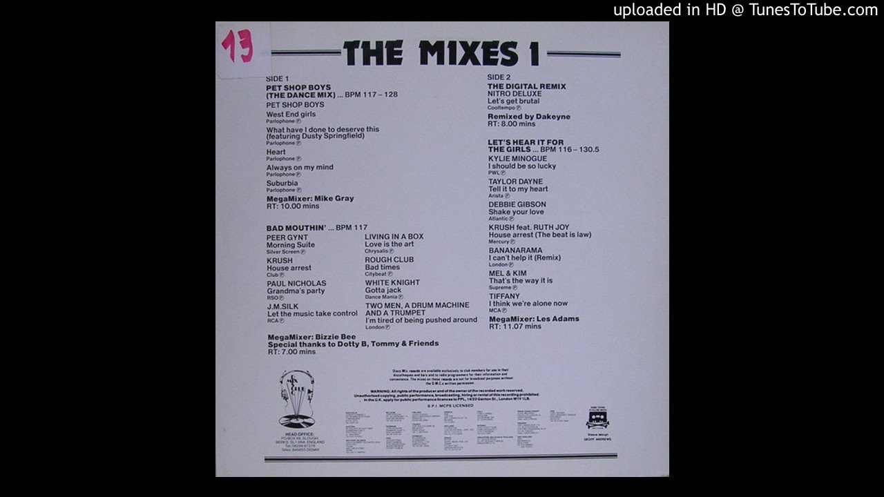 Pet Shop Boys Megamix(DMC The Dance Mix By Mike Gray)
