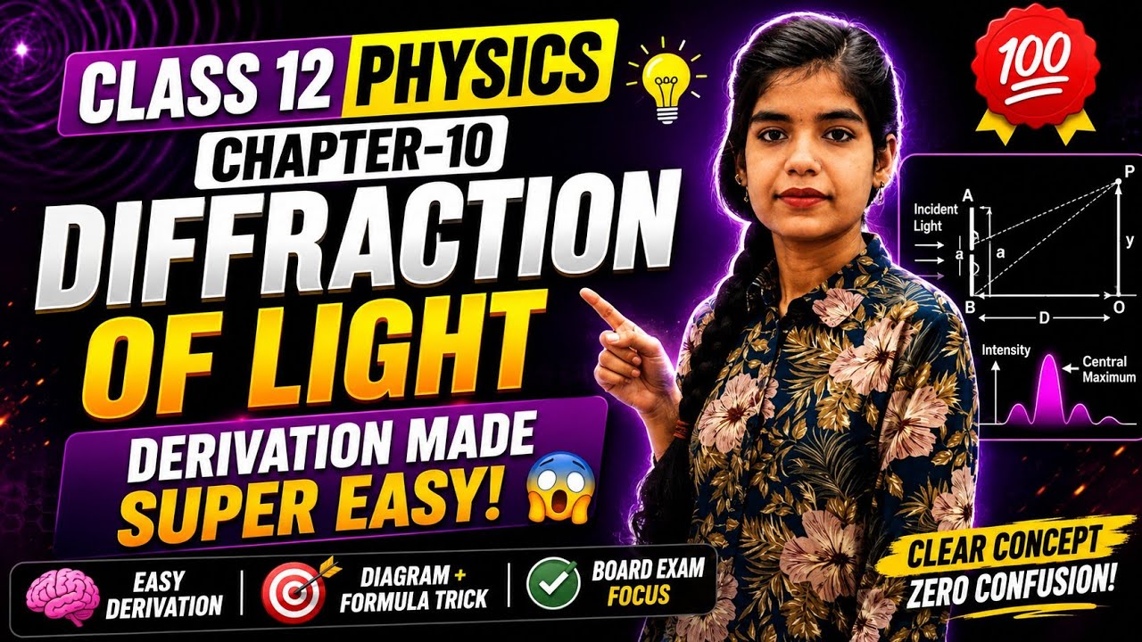  Class 12 Physics Ch-10||#Diffraction of Light Derivation Made SUPER EASY 😱|Diagram + Formula Trick💯