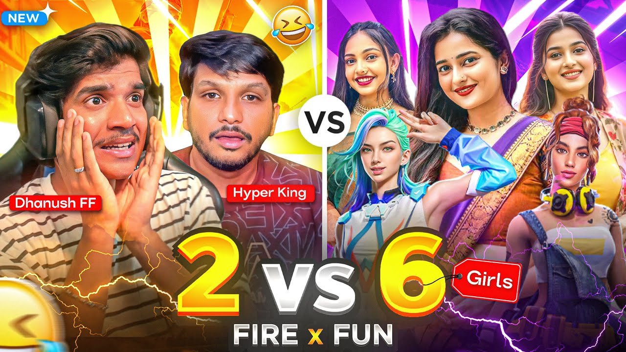😨 2 vs 6 Pro Girls 🔥 | Dhanush FF Gamer x @HyperKingTeluguGamer | Free Fire Telugu