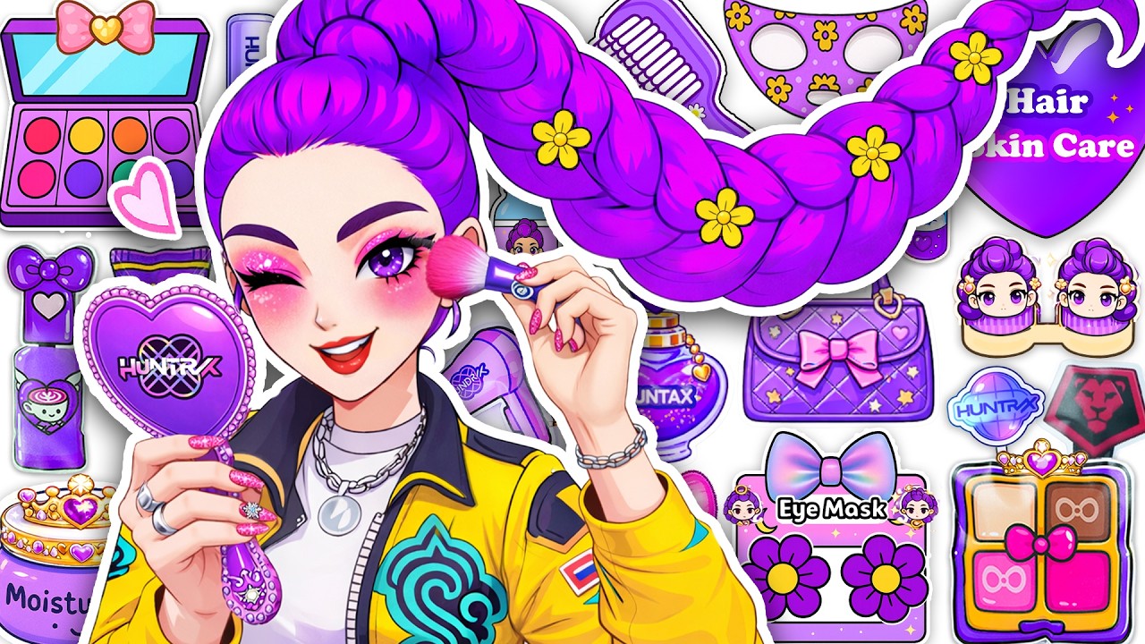 Paper DIY💜KPOP DEMON HUNTERS RUMI Hair Care + Skincare + Makeup Blind Bag Unboxing Rumi DIY