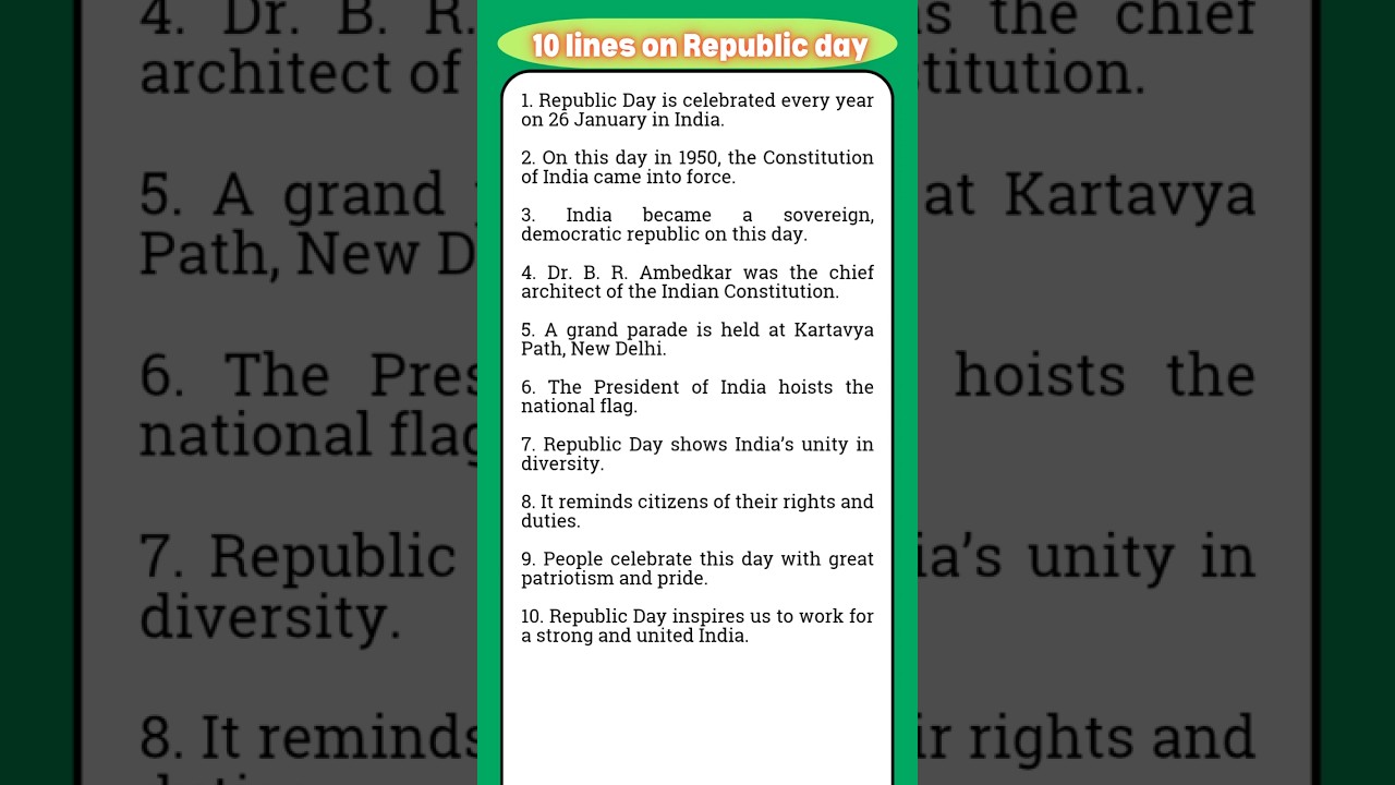 10 Lines on Republic Day | 26 January Essay in English