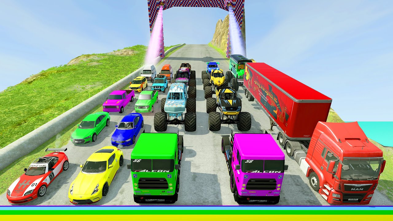 HT Gameplay Crash # 815 | Big & Small Cars vs Speed Bumps - Monster Trucks vs Giant Pit Potholes