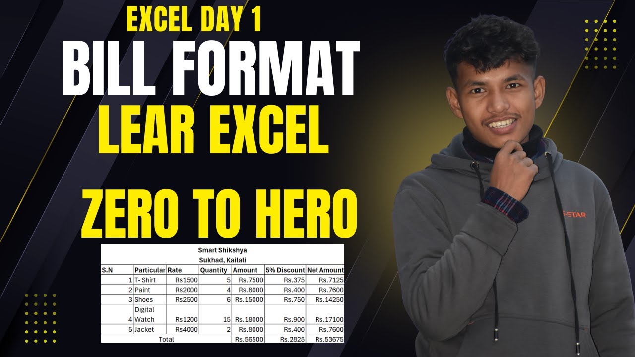 How To Make Bill Format in Excel in Nepali | Billing Invoice Format in Microsoft Excel | Excel day 1