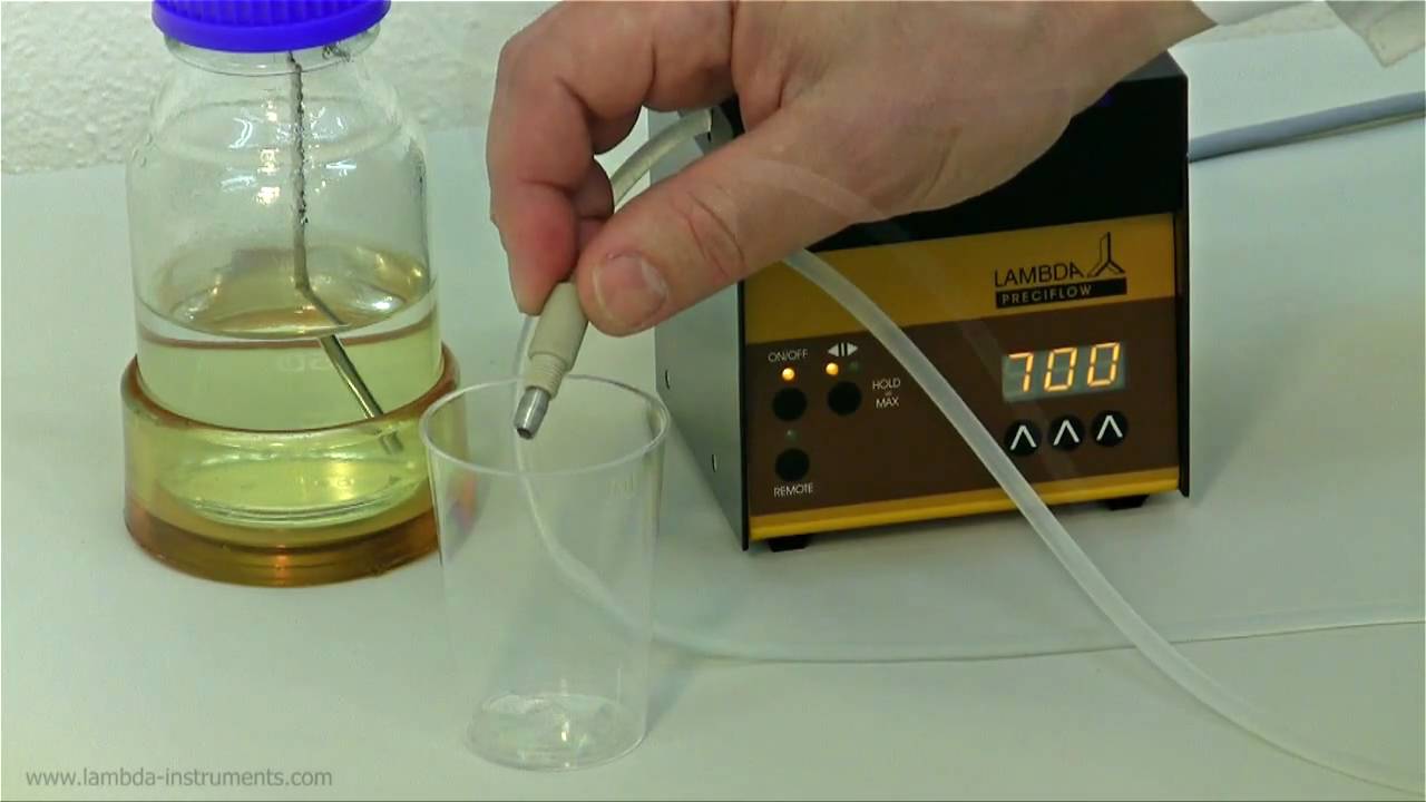 Peristaltic pumps, tubing pumps LAMBDA: Calibration of the flow rate