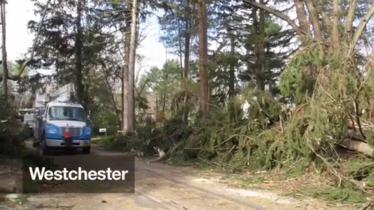 Superstorm Sandy - Con Edison Crews Work to Restore Power in Newcastle