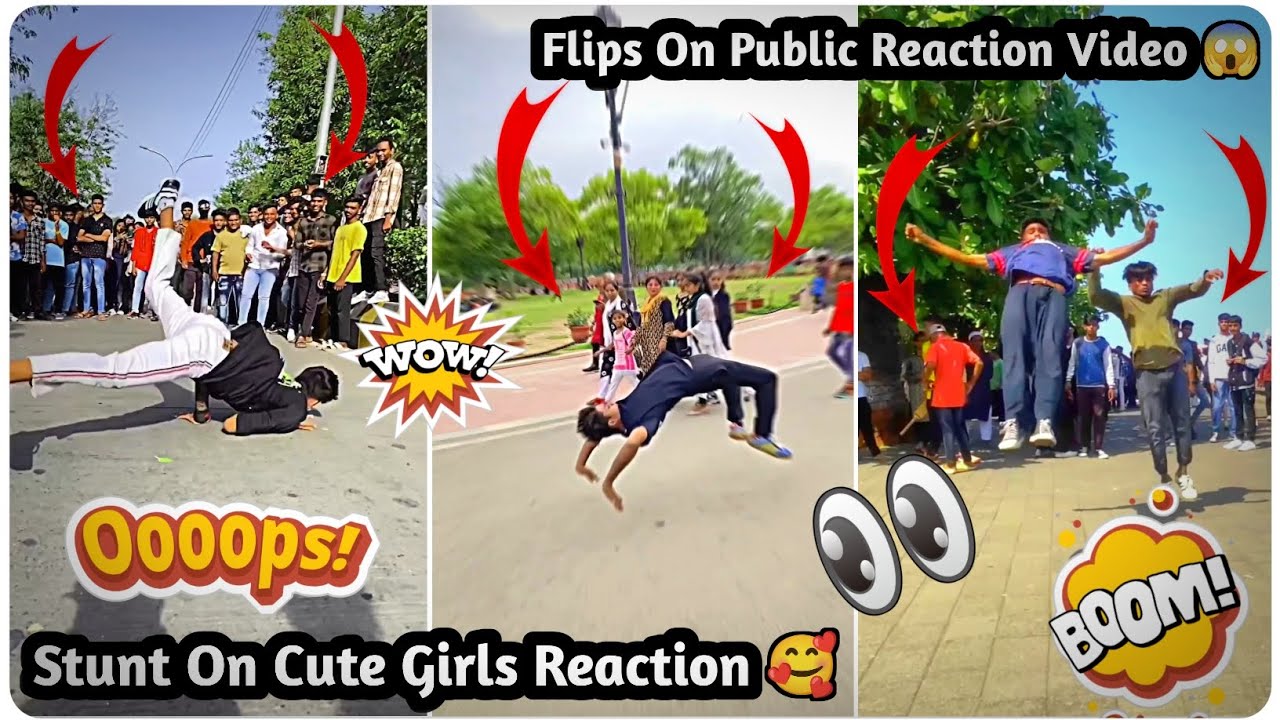 Cute Girls Reaction Video || Flip in Public Girls Reaction || Girls Reaction in Stunt Video