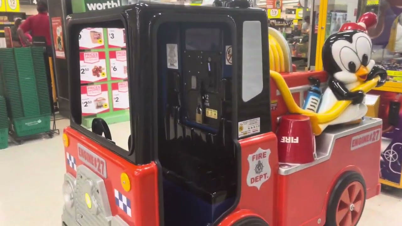 Jolly Roger Woody Woodpecker Fire Engine Kiddie Ride (V2, NOW GONE)