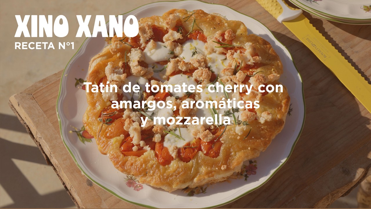 Receta de tatín de tomates cherry con mozzarella, hierbas aromáticas y amargos | Xino Xano