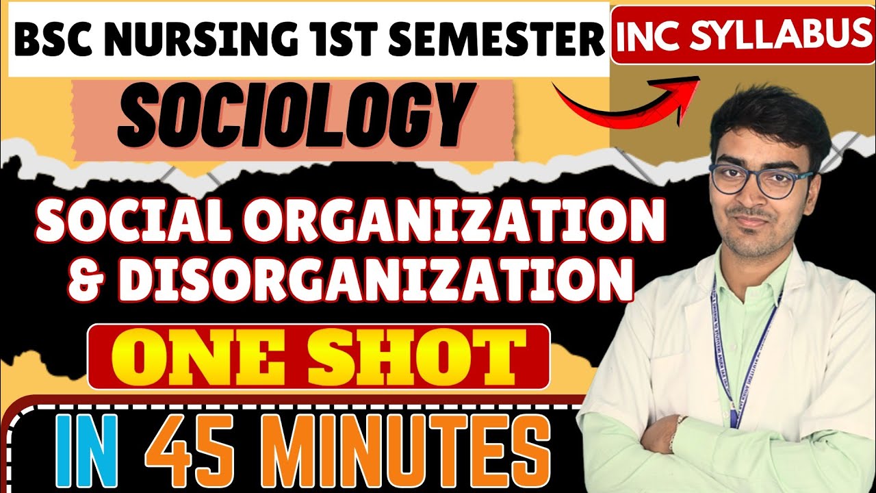 Social Organization & Disorganization | Sociology One Shot in 45 Minutes | BSc Nursing 1st Sem INC 