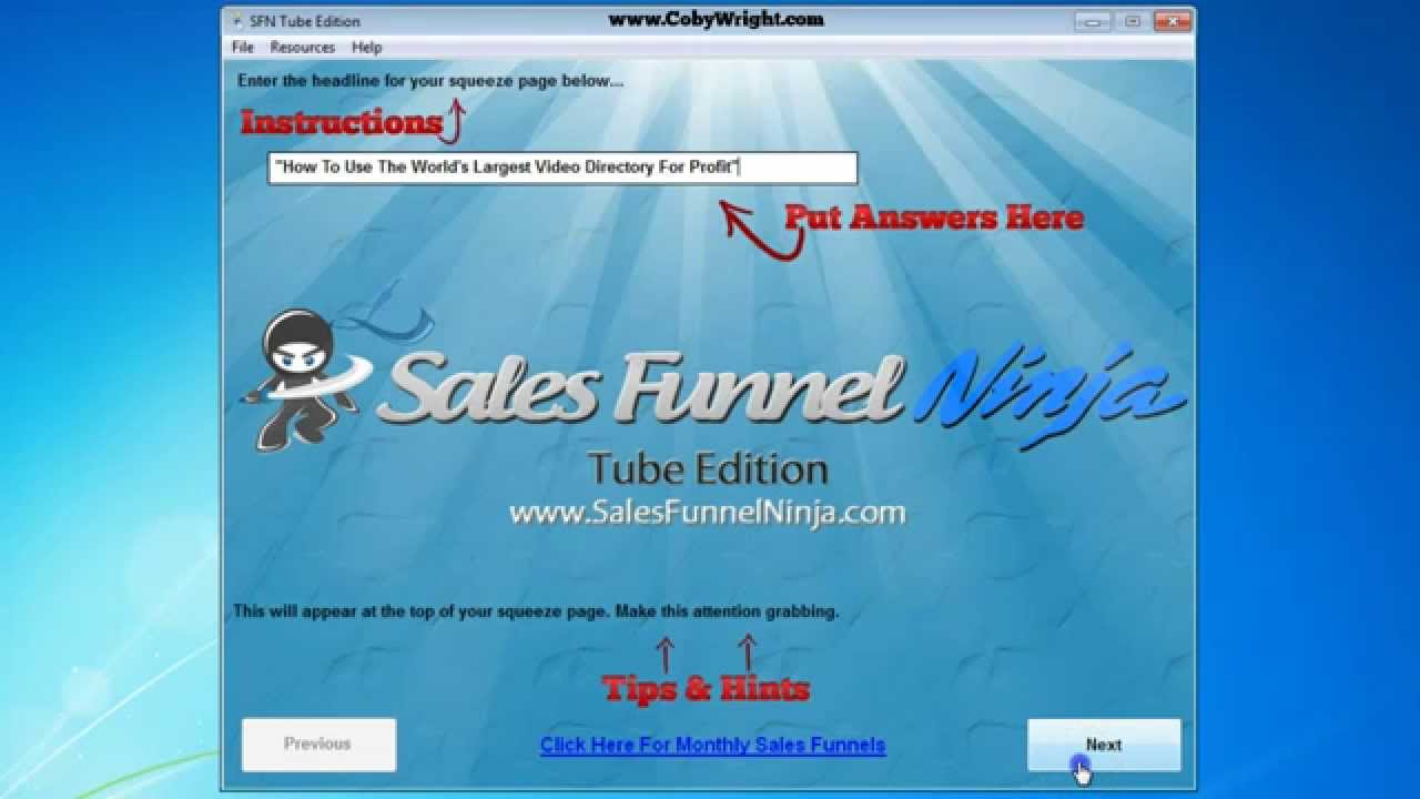 How To Use Sales Funnel Ninja Tube Edition Software by Coby Wright