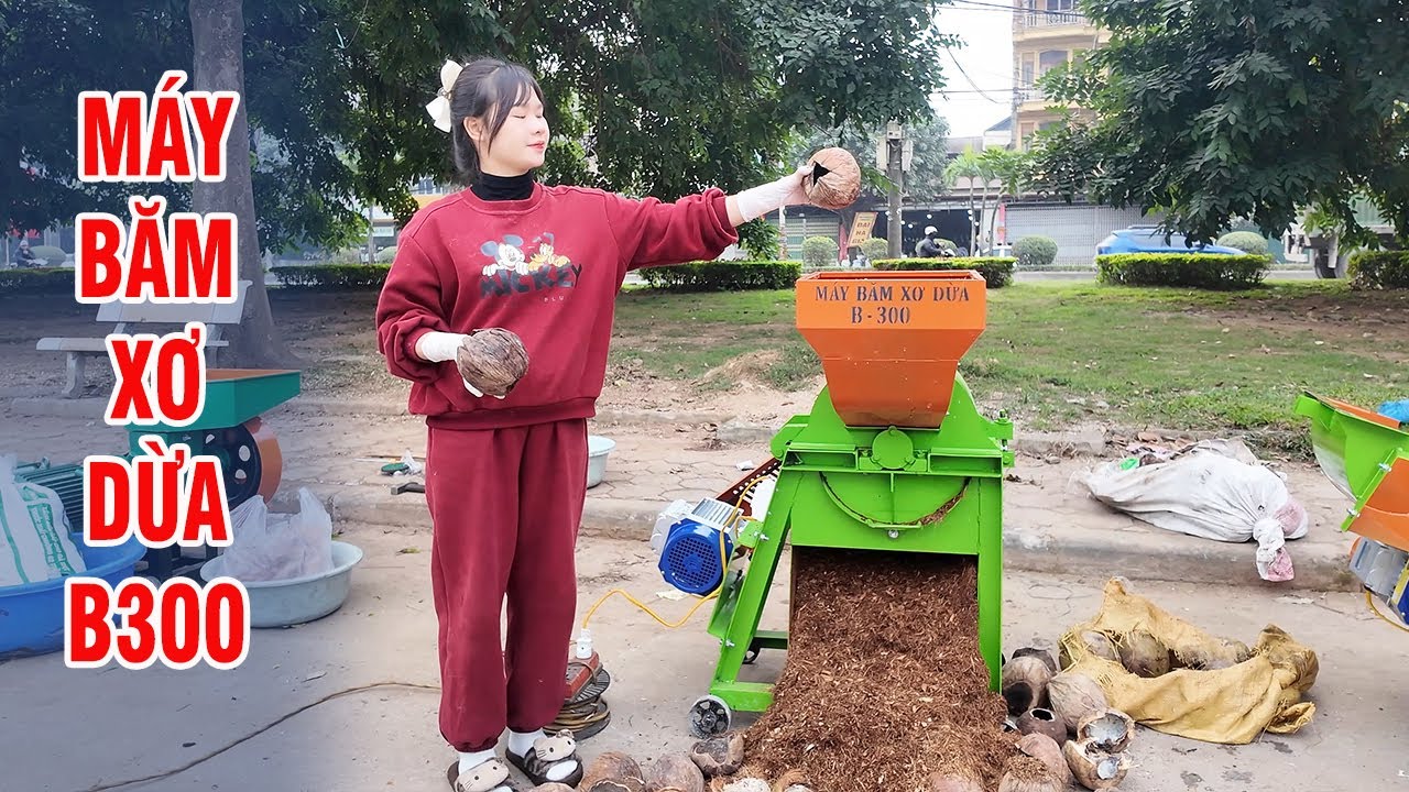 Băm 300Kg Vỏ Dừa Mỗi Giờ Cùng Máy Băm Xơ Dừa B300 Sở Hữu Hệ Thống 9 Dao Băm Sắc Bén