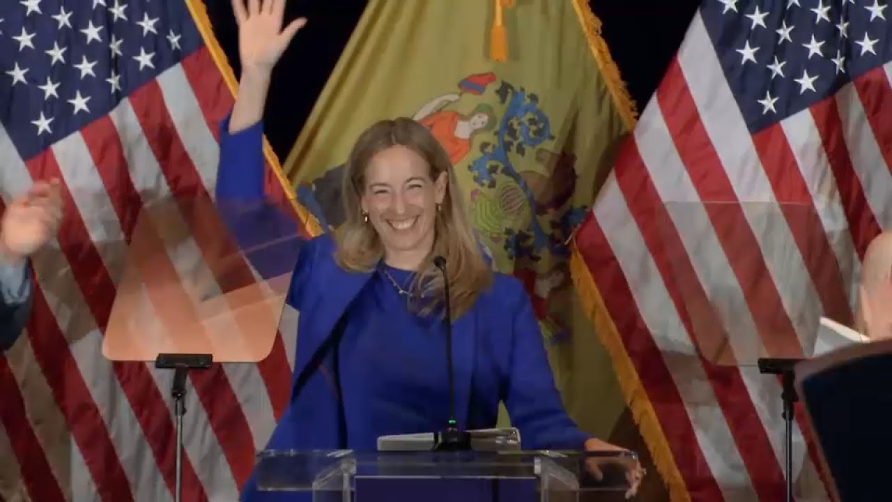 Mikie Sherrill addresses supporters after being projected to win NJ Democratic primary race