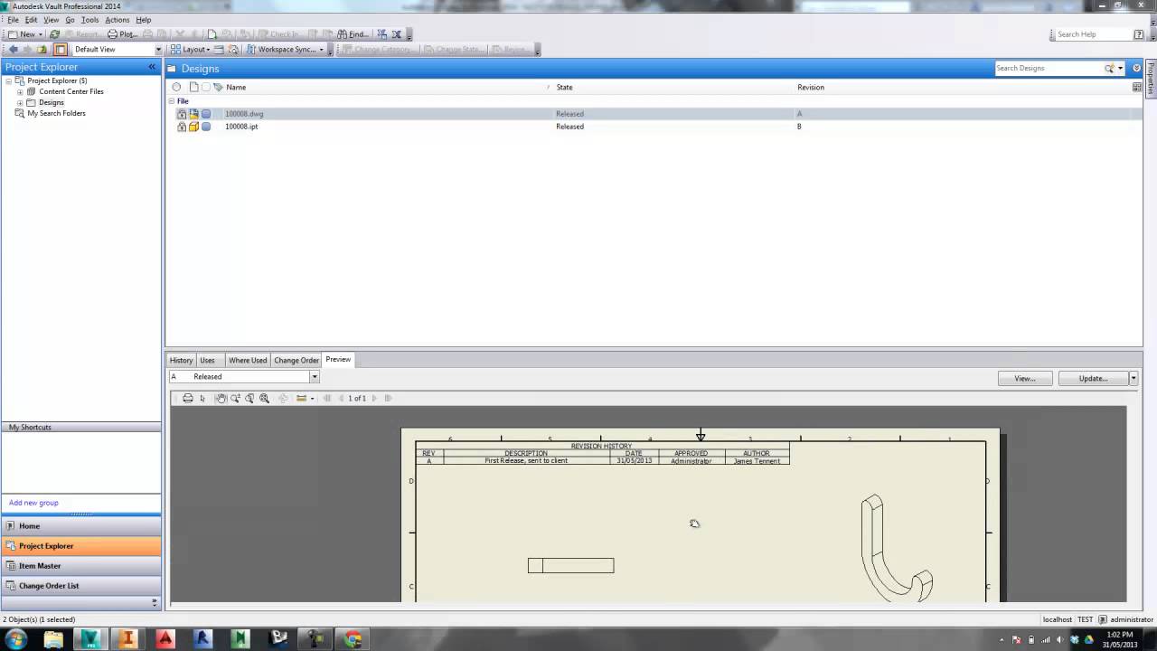 Revision Table Inside Inventor Form Vault