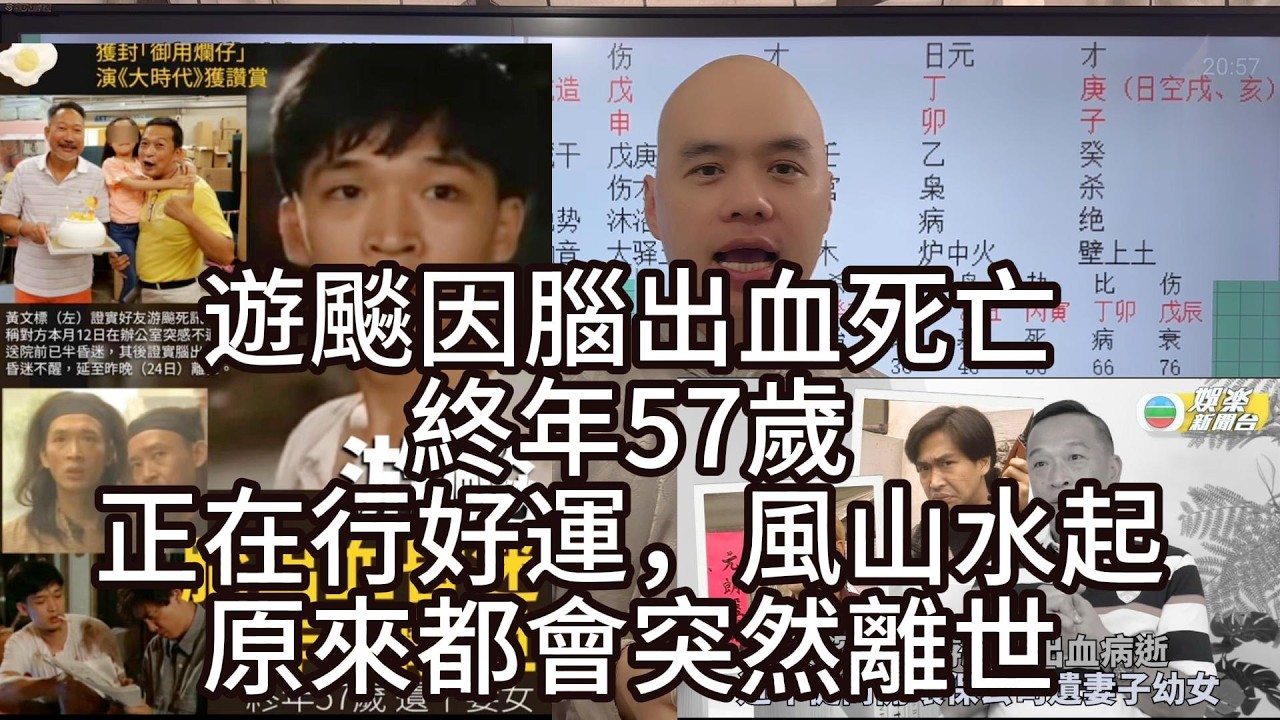 遊飈因腦出血死亡終年57歲，正在行好運，風山水起，原來都會突然離世#李居明#蘇民峰#光营先生#遊飈#八字教學#腦出血