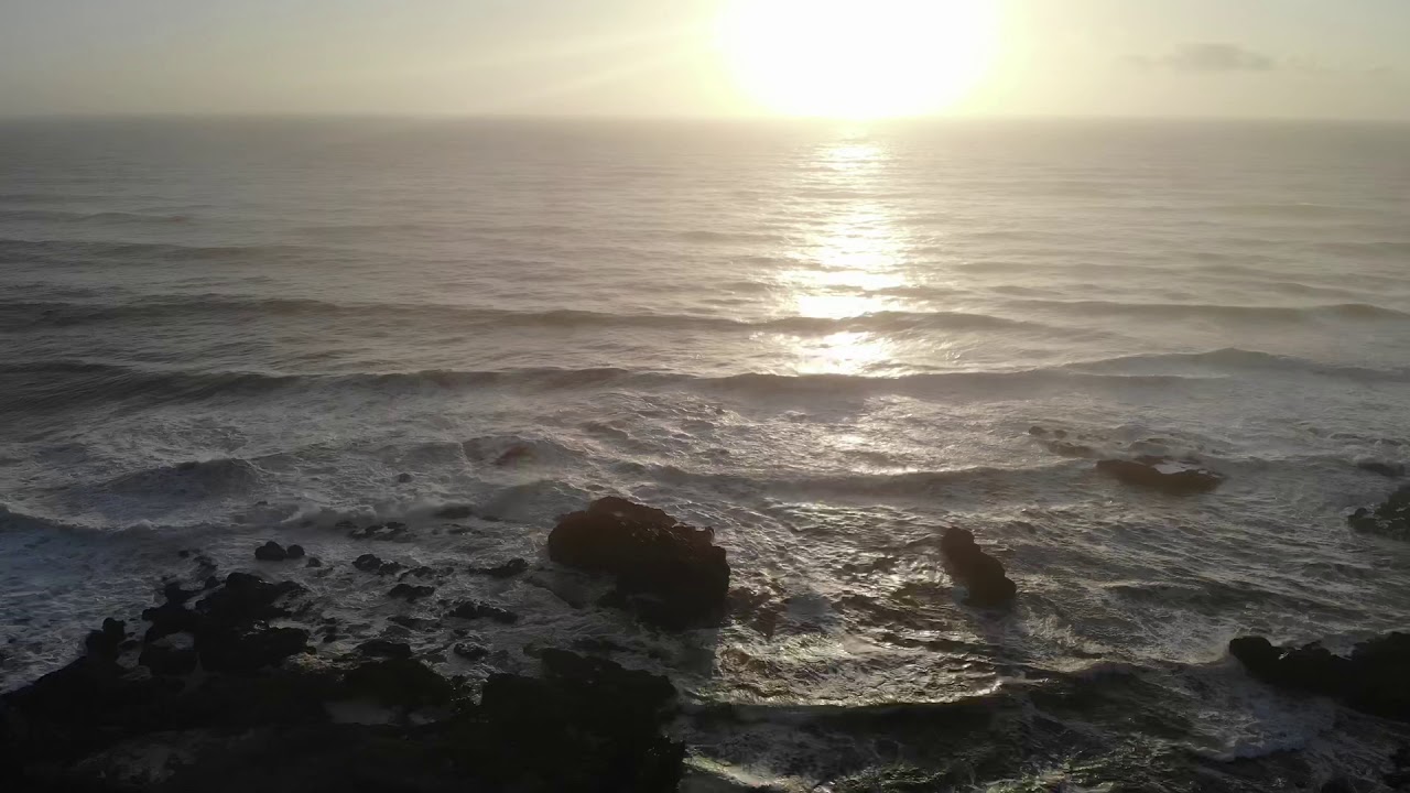 Yachats sunset drone flight