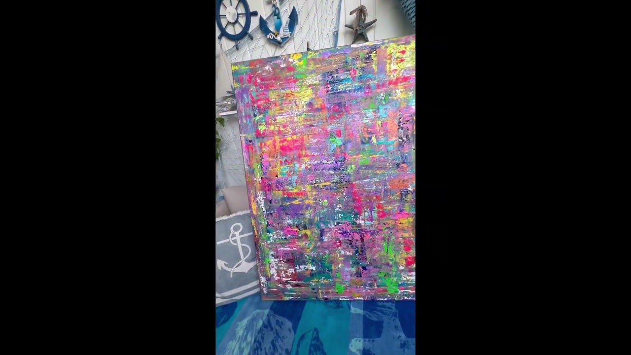 Colorful abstract painting on canvas | square artwork #interiordecor #colorfulabstract #studioview