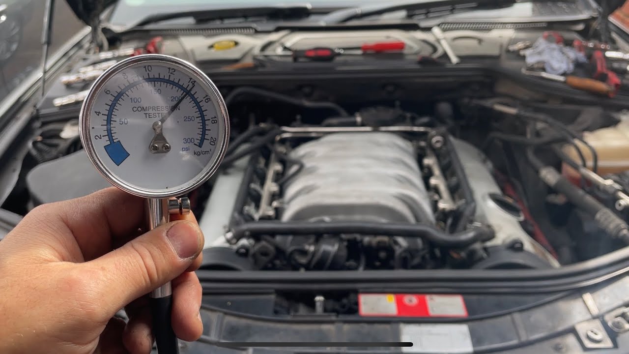 Audi A8 D3 3.7L V8 pomiar ciśnienia przed i po płukance, wymiana oleju plus,zaworek zwrotny „Jan V8”