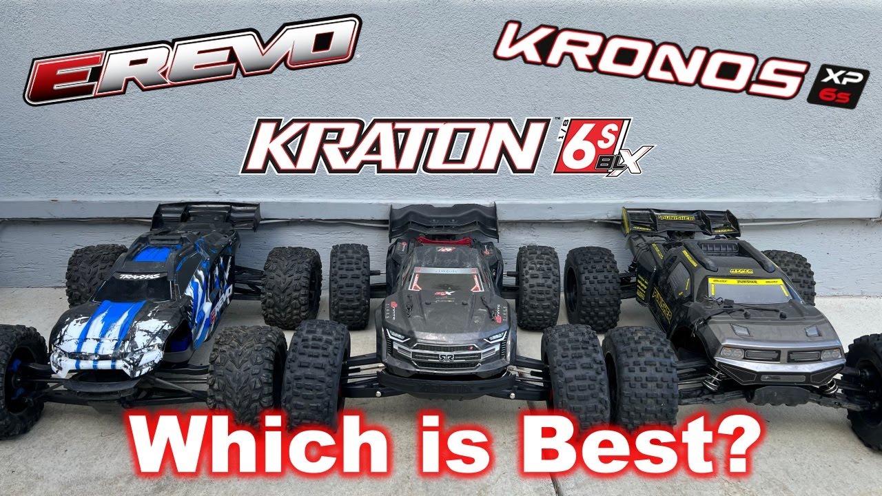 Traxxas E-Revo 2.0, Arrma Kraton, Team Corally Kronos - 6S 1/8 Truggy Shootout - Best Monster Truck?