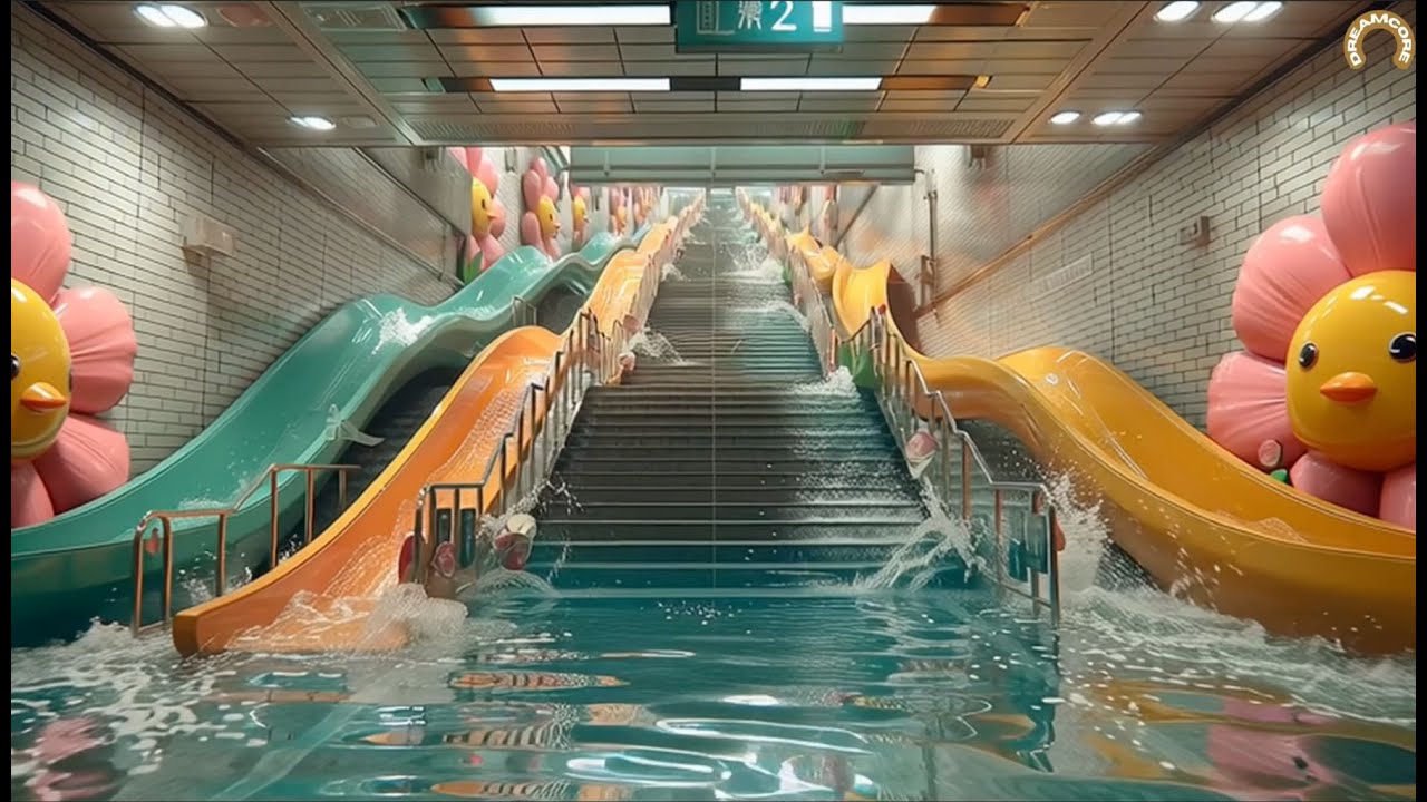 Commuting on a Subway Water Slide | Dreamcore AI