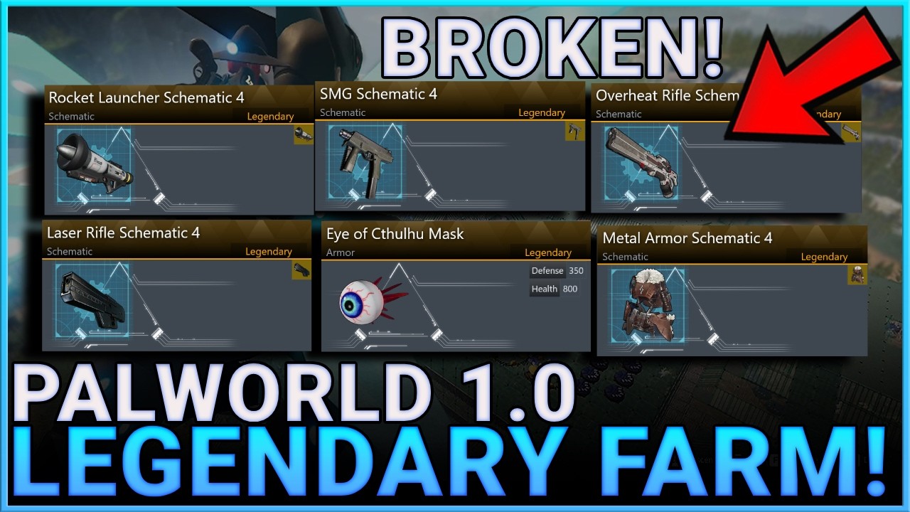 BROKEN LEGENDARY SCHEMATIC TRICK - Palworld 1.0 EASY  Legendary Schematics Best FARM Guide