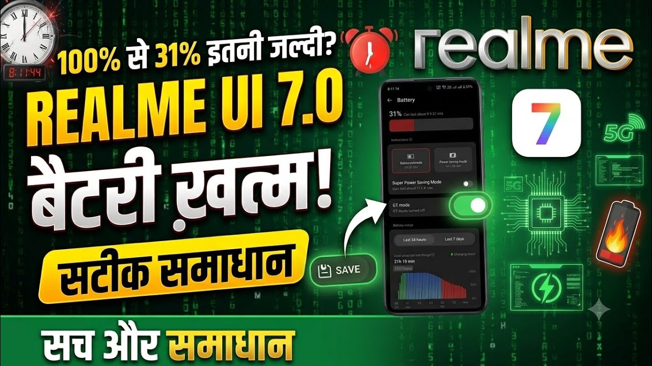 Realme UI 7.0 Battery Drain Issue Fixed! 🪫➡️🔋 100% Working Solutions | Realme UI 7.0 Battery Drain ✅