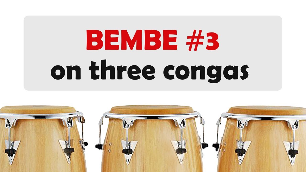 Bembe 6/8 Rhythm #3 Played on Three Congas Fast & Slow Tempo + Play Along