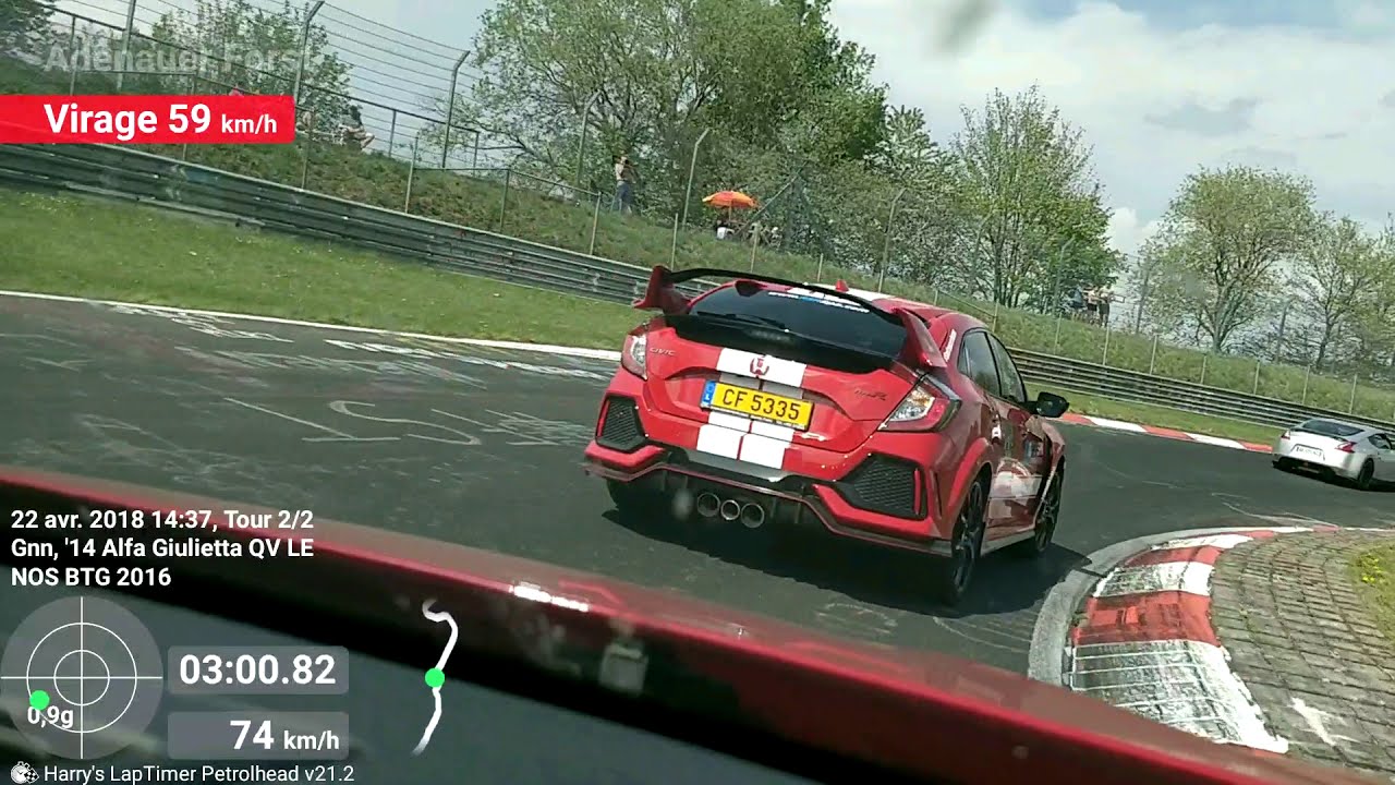 Nurburgring Alfa Giulietta QV Harry's LapTimer 22.04.18