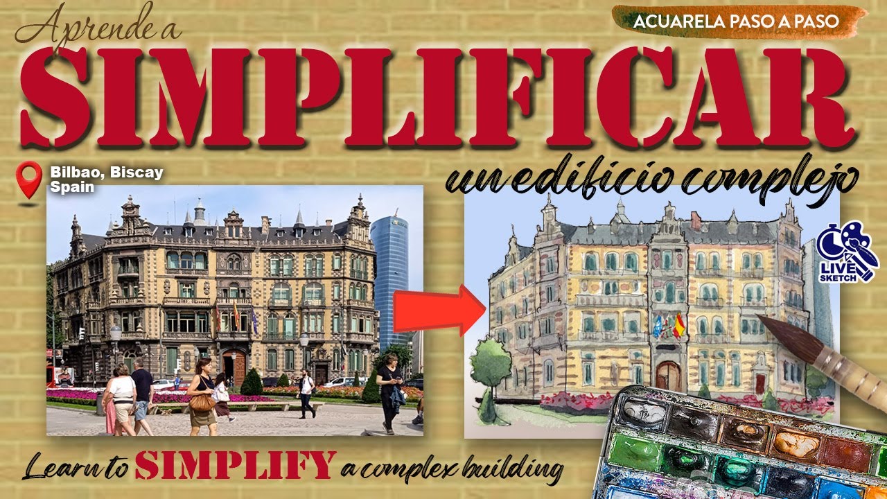 Simplificar en dibujo 🎨  urbano, aprende cómo. Learn how to simplify in urbansketching.