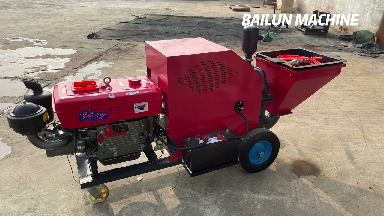 Factory Inspection of Diesel Plunger Double Cylinder Mortar Spraying Machine.