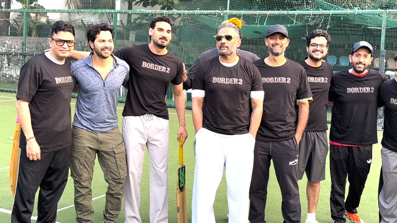 Suniel Shetty, Varun Dhawan Ahan Shetty Spotted For Playing Cricket Match In Bandra
