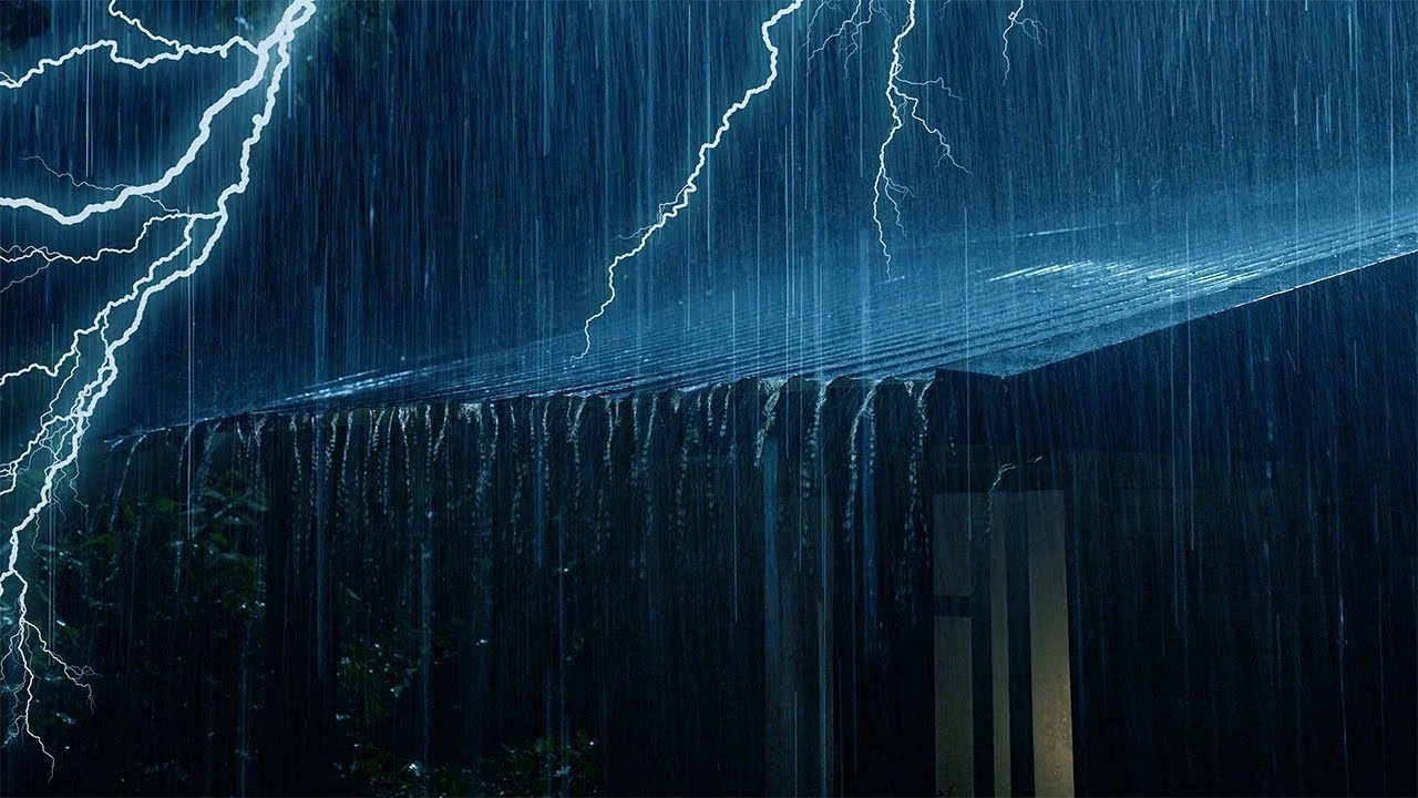 Rain Sounds for Sleeping with Heavy Rain & Paramount Thunder Sound on a Tin Roof at Night