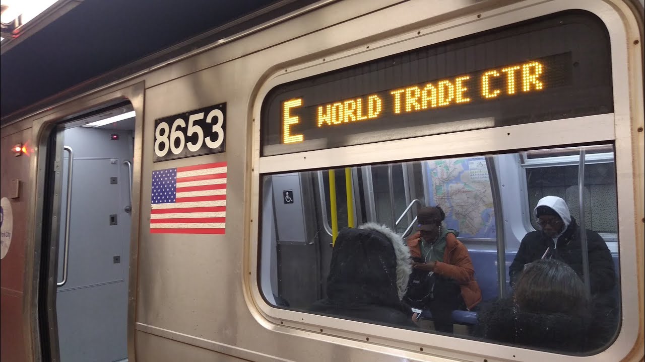 NYC Subway HD: World Trade Center bound Alstom R160As #8653-8657, #8663-8667 on the E @Sutphin Blvd