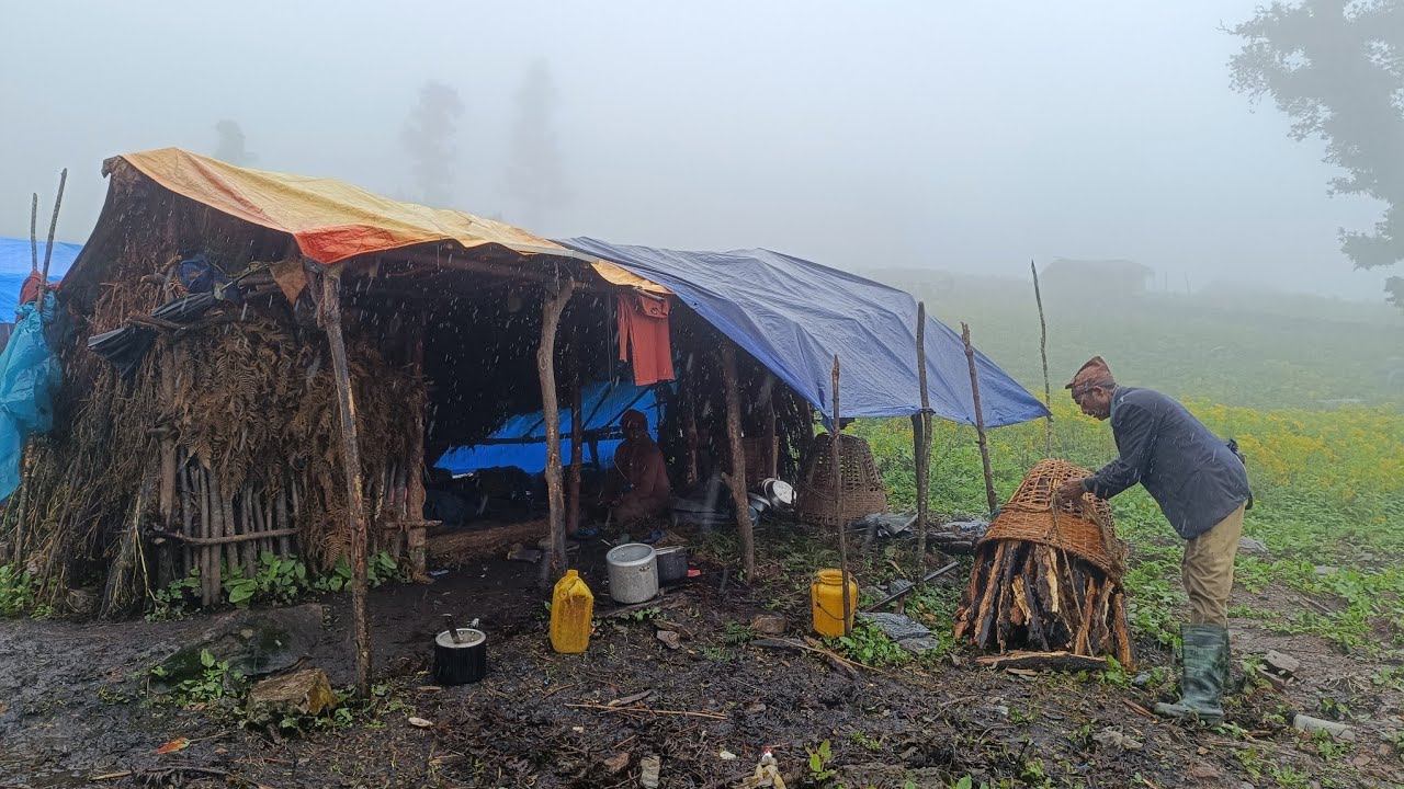 This is Himalyan Nepali Mountain Village Life Heavy Rainy Day | Naturelly Village Dacumentary Video|