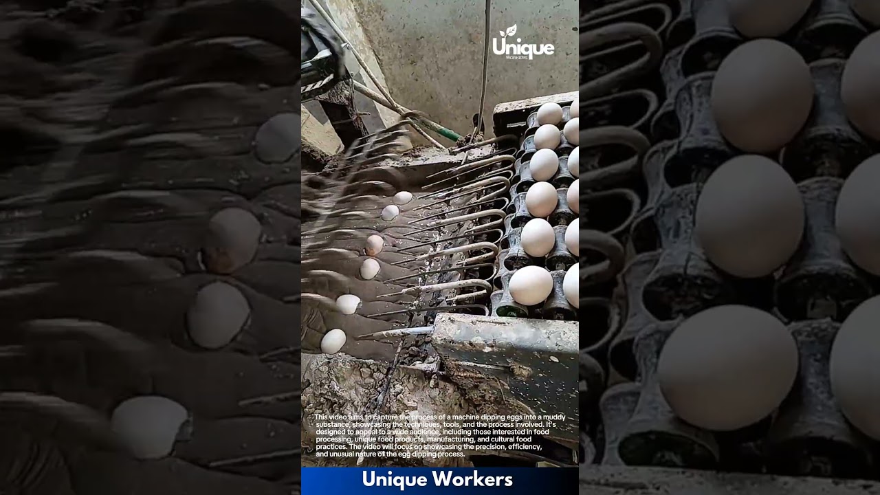 Egg processing: dipping eggs in mud for a unique product