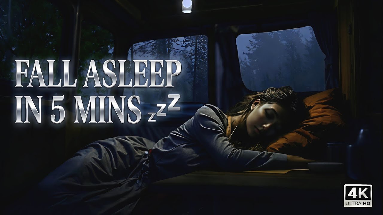Fall Asleep in 5 Minutes 💤 Heavy Rain on Camper Van Roof | Cozy Night ASMR
