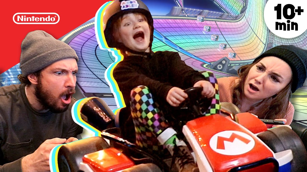 REAL LIFE MARIO KARTS 😲🏎️ @AforAdley Mario Kart 8 Deluxe Challenge | @playnintendo
