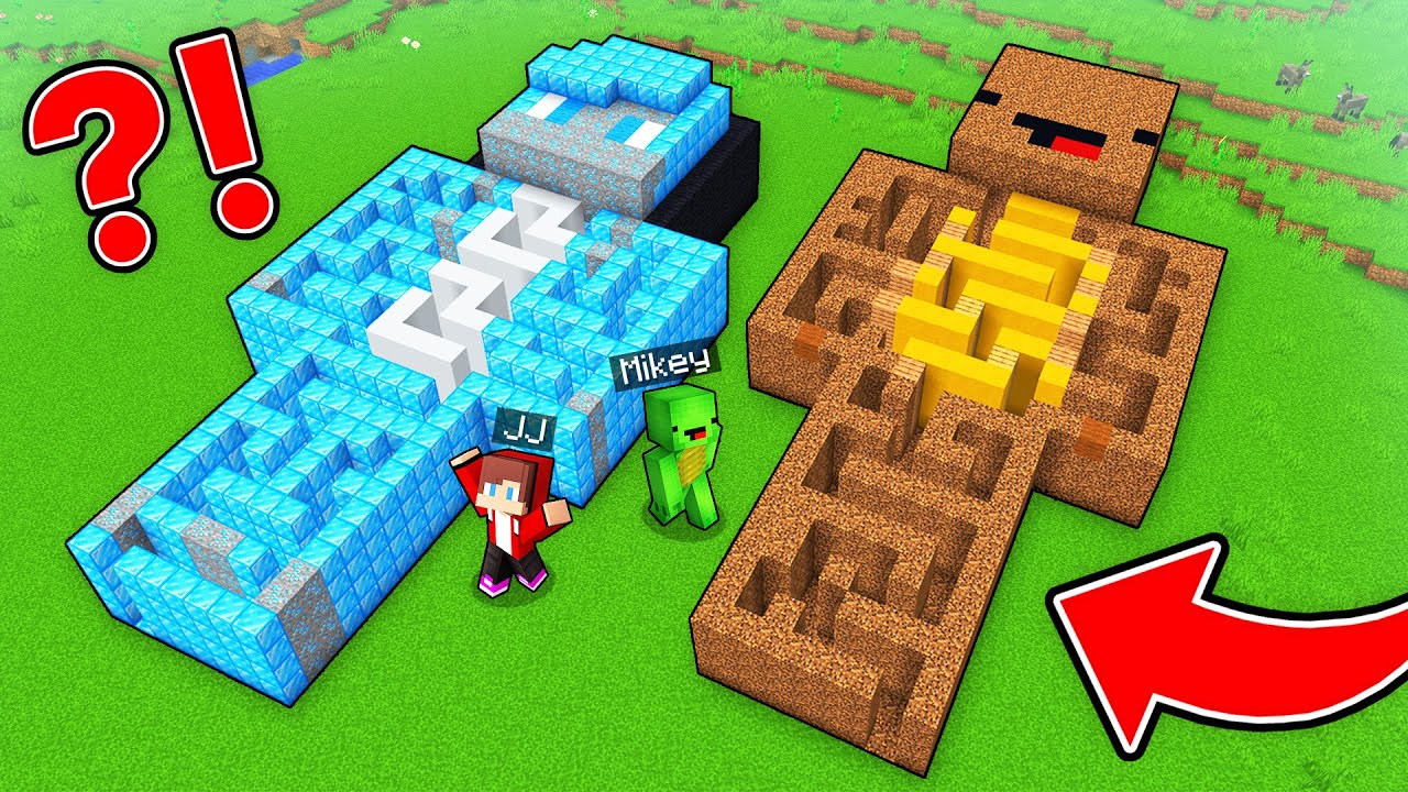 JJ and Mikey: POOR vs RICH Statue Maze Challenge Battle in Minecraft - Maizen