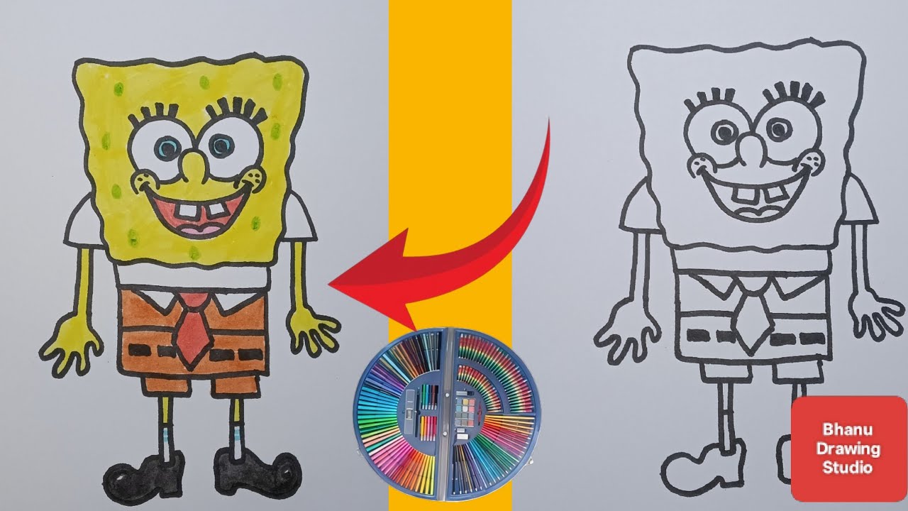 How to Draw SpongeBob SquarePants Step by Step | Easy Drawings l cartoon Drawings tutorials for kids