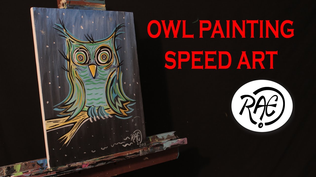 Time Lapse SPEED ART PAINTING of an OWL by RAEART