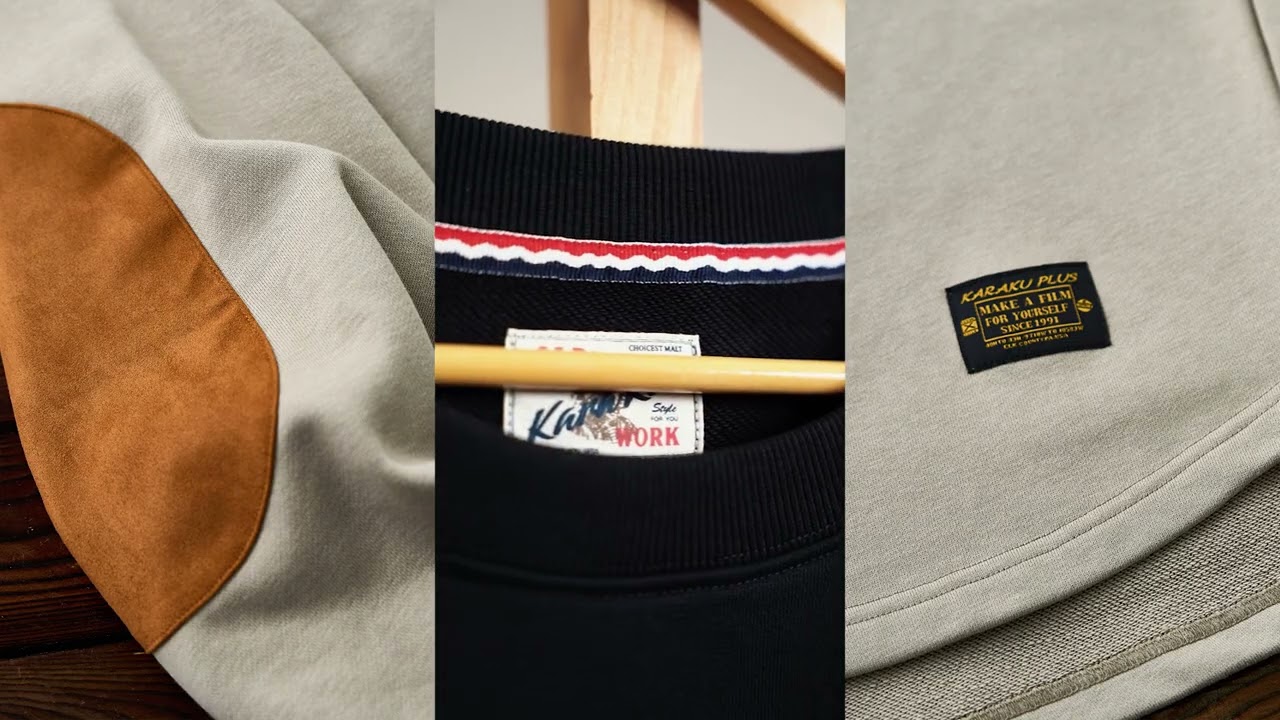 Terry-Lined Crewneck Sweatshirt with Red Drawstring & Suede Elbow Patches