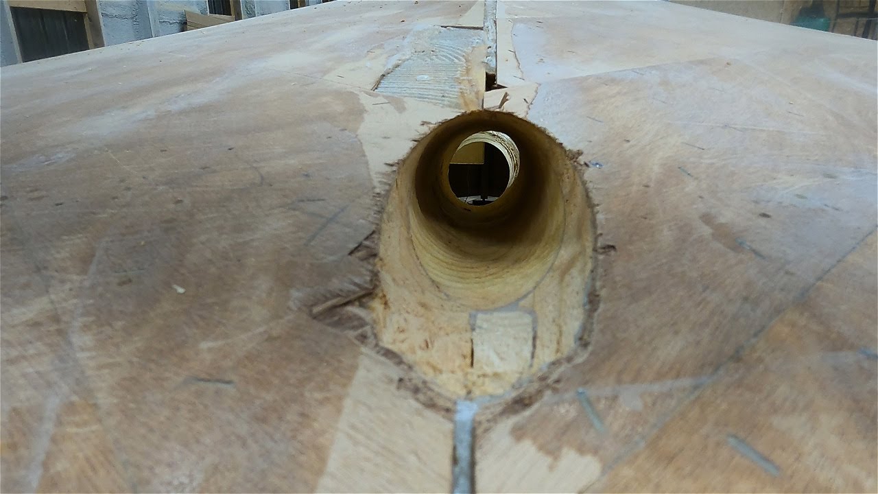 Drilling a Hole in the Sailboat - episode 56 - Building Sailing Vessel Hard Tack